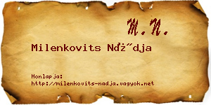 Milenkovits Nádja névjegykártya